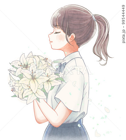 花束 女の子 花 色鉛筆のイラスト素材 - PIXTA