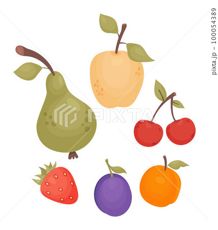 Cartoon Fruit peach number 5, digit five 18753542 Vector Art at