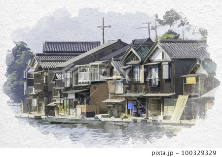 舟屋群のイラスト素材 - PIXTA