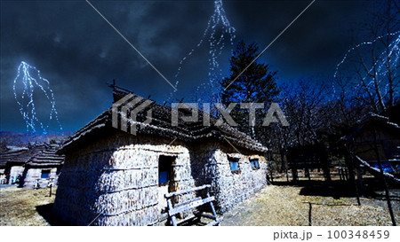 悪天候の白老アイヌコタン