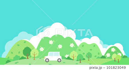 車 山 ドライブ 風景のイラスト素材 - PIXTA