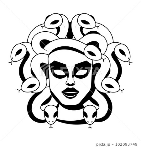 Medusa gorgon goddess, black silhouette vector - Stock Illustration  [105058943] - PIXTA