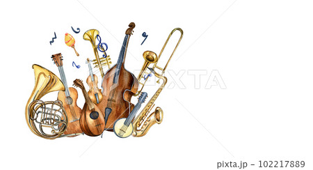 音楽 楽器 水彩画 水彩のイラスト素材 - PIXTA