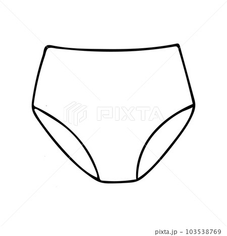 vector set illustration in cartoon line style of female underwear
