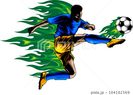 Vector - Football Player with Soccer Ball Stock Photo - Illustration of  football, motion: 196029084