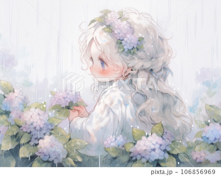 少女 紫陽花 花 美少女のイラスト素材 - PIXTA