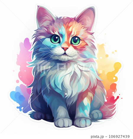 水彩画 猫 茶トラ イラストの写真素材 - PIXTA