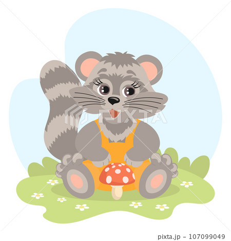 Raccoon Stickers Vector Cartoon Childrens Fairy Stock Vector (Royalty Free)  2298546177