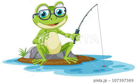 釣りをしているカエルさん　可愛い かえる釣りのイラスト素材 - PIXTA