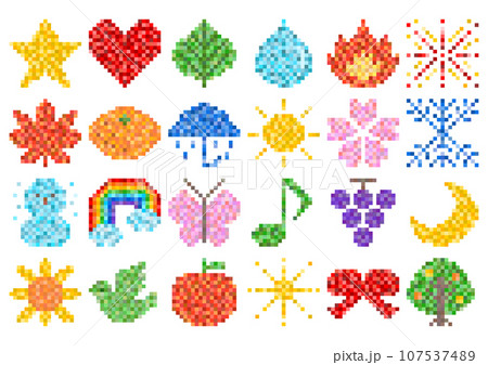 ドット絵 リボン カラフル ゲームのイラスト素材 - PIXTA