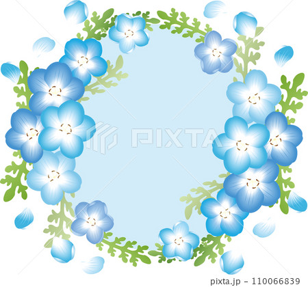 テクスアート 風景 ネモフィラ 青い花 ブルーフラワー 丘 花の絵 花柄 優雅なネモフィラ畑の風景｜イラスト・フリー素材なら「シンテリ」