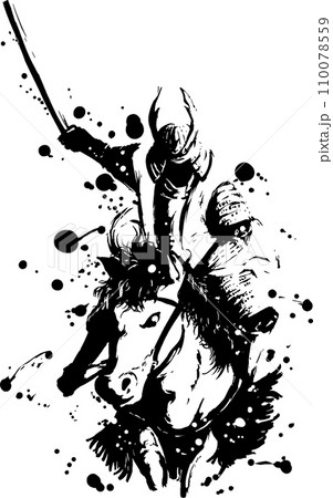 水墨画 侍 武者 騎馬武者のイラスト素材 - PIXTA