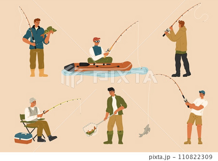 Continuous one line drawing fisherman hand holding fishing rod