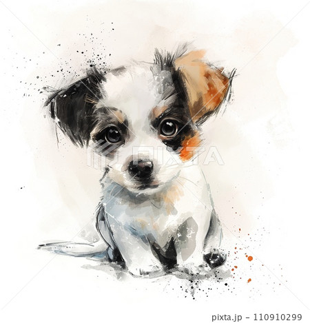 パステル画 犬 動物 犬 イラスト パステル画の写真素材 -