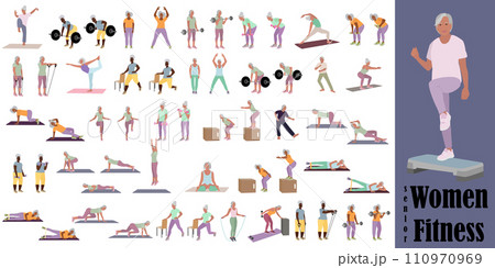 Premium Vector  Word fitness with people doing yoga