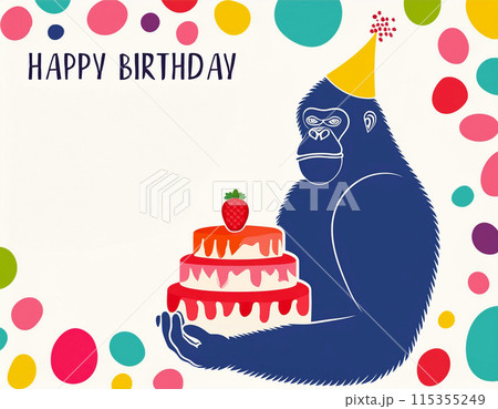 プレゼント ゴリラ 誕生日 ハッピーバースデーのイラスト素材 - PIXTA