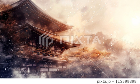 墨絵 寺 水墨画 歴史のイラスト素材 - PIXTA