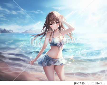 アニメスタイル 女性人物画 水着 アニメスタイル 水着 女性キャラクター 絵画 483311.jpg?zoom
