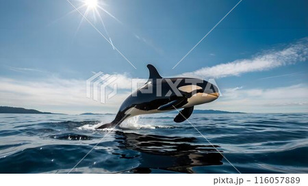 シャチ 水しぶき イラスト 動物の写真素材 - PIXTA