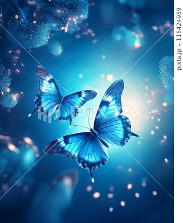 水色の蝶々のイラスト素材 [118424989] - PIXTA