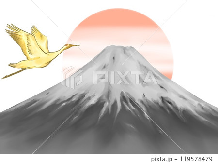 富士山 水墨画 墨絵 風景のイラスト素材 - PIXTA