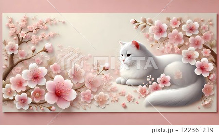 猫 春 桜 満開のイラスト素材 - PIXTA