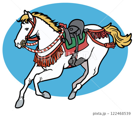 版画　馬駆ける 水彩画のスプラッシュから抽象的な駆ける馬。塗料のイラスト