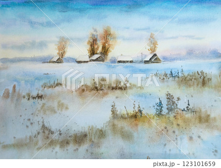 水彩画 景色 風景 ゆきの写真素材 - PIXTA