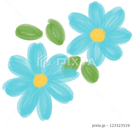 絵画　ブルーデイジー 楽天市場】ブルーデイジー ( 菊 デイジー 水彩画 風景画 )☆当店