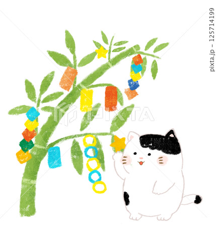 クレヨン画 鳥と猫の絵（クレヨン画 座る猫のイラストのイラスト
