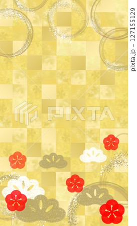 金屏風 春 花 梅の写真素材 - PIXTA