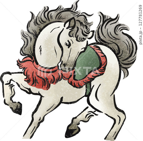 水彩 かわいい 動物 馬のイラスト素材 - PIXTA