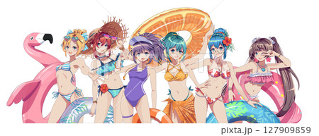 ビキニスタイルの女性イラスト アニメ ビキニ ビキニ姿 女性のイラスト素材 - PIXTA