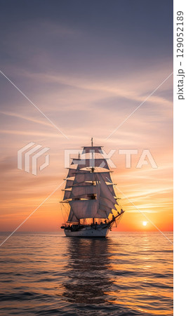 海 船 夕日 帆船の写真素材 - PIXTA