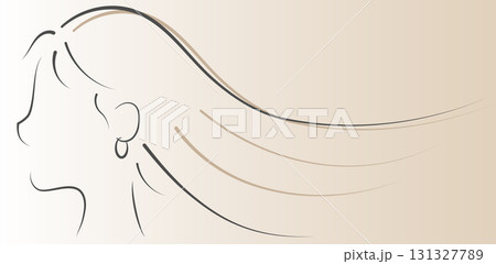 女性 人物 横顔 線画のイラスト素材 - PIXTA
