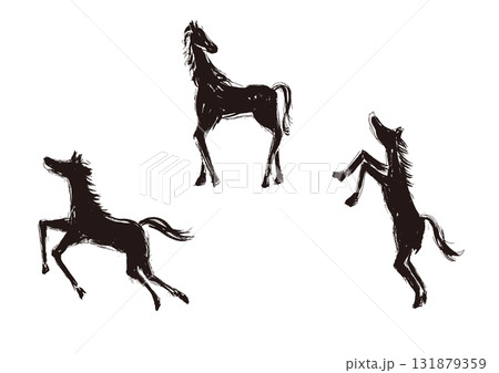 馬 動物 白黒 シンプルのイラスト素材 - PIXTA