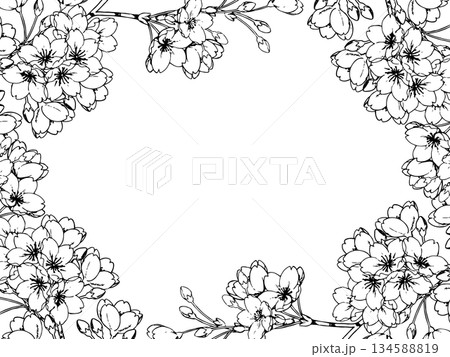 花 フレーム 白黒 枠のイラスト素材 - PIXTA