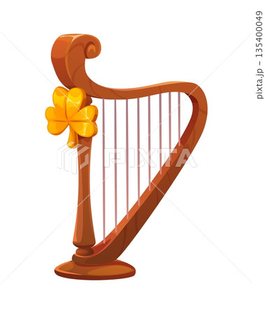 手描きイラスト 原画 創作【金の竪琴】 音楽 ハープ 竪琴 金のイラスト素材 - PIXTA
