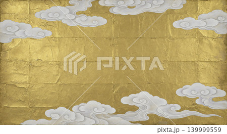 日本画 金屏風 金箔 雲の写真素材 - PIXTA